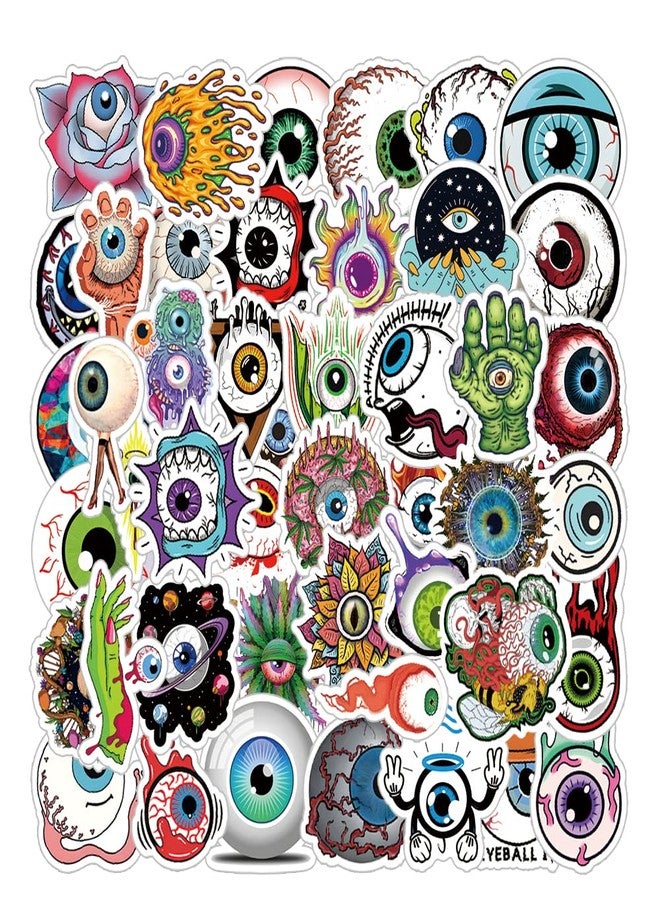 YEESACG 64Pcs Cool Eyeball Stickers Pack, Halloween Horror Terror Vinyl Waterproof Sticker Decals for Water Bottle,Skateboard,Laptop,Phone,Journal,Scrapbooking for Supply Favor Decor - Image 1